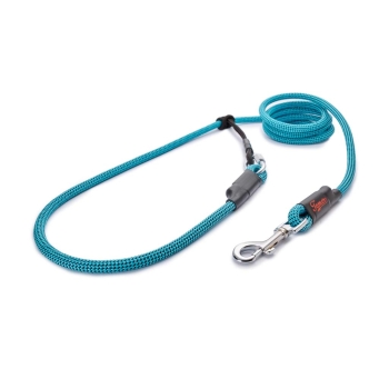 Preview: EASYLONG Hundeleine - M - 2m - blau mit schwarzen Punkten